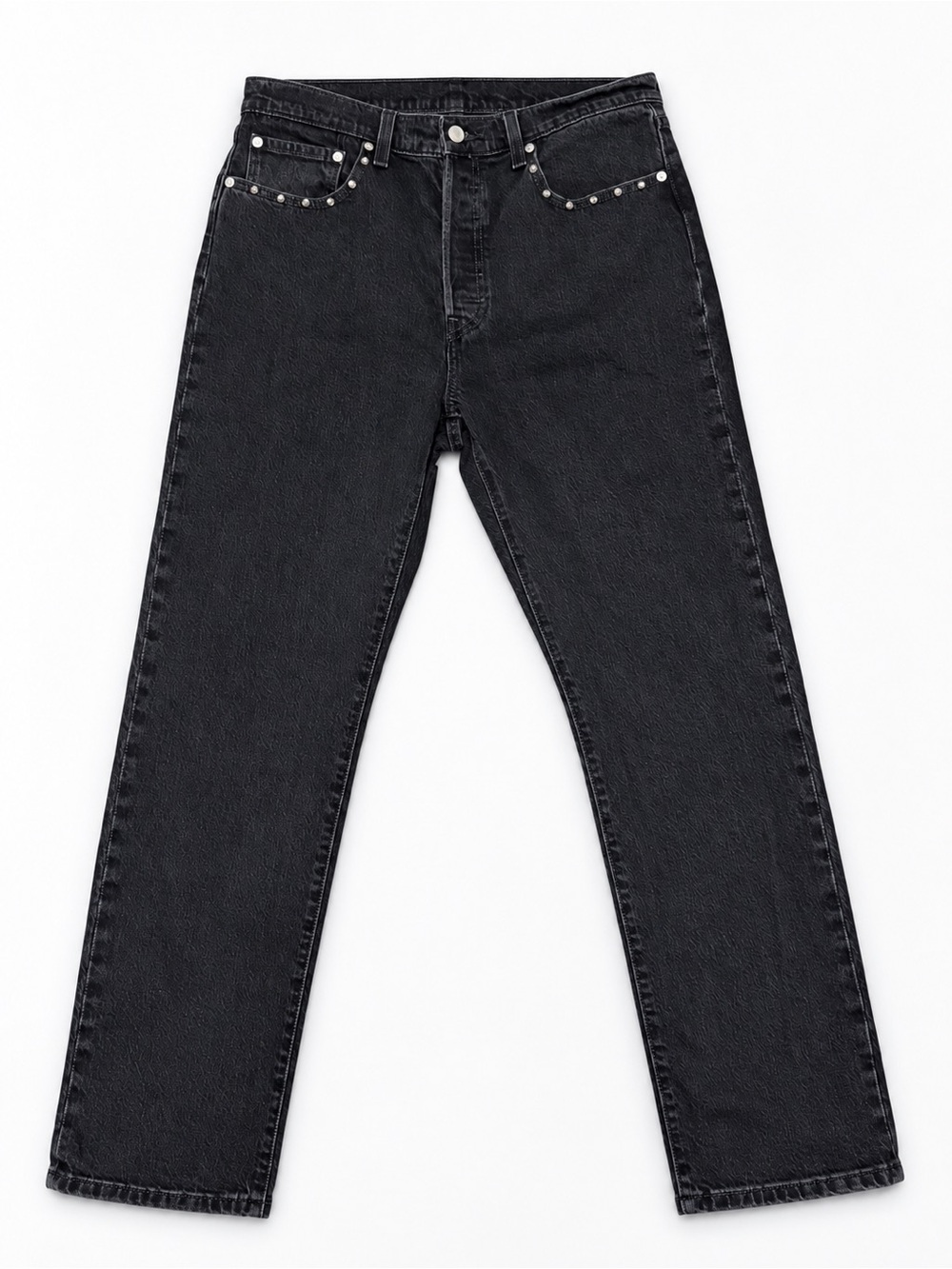 Signature by Levi Strauss Black Straight-Leg Jeans with Silver Studs W32 L30